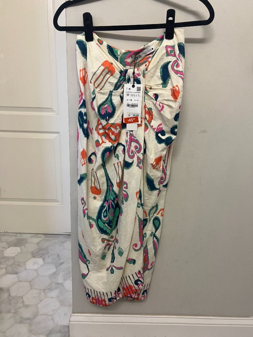 NWT - Zara long patterned linen skirt